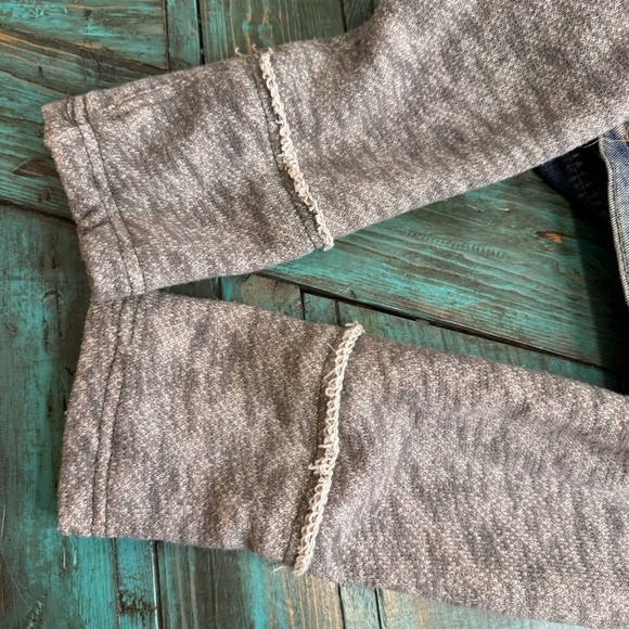 Free People Denim/Knit Hoodie Jacket Distressed Size Small - Picture 12 of 16